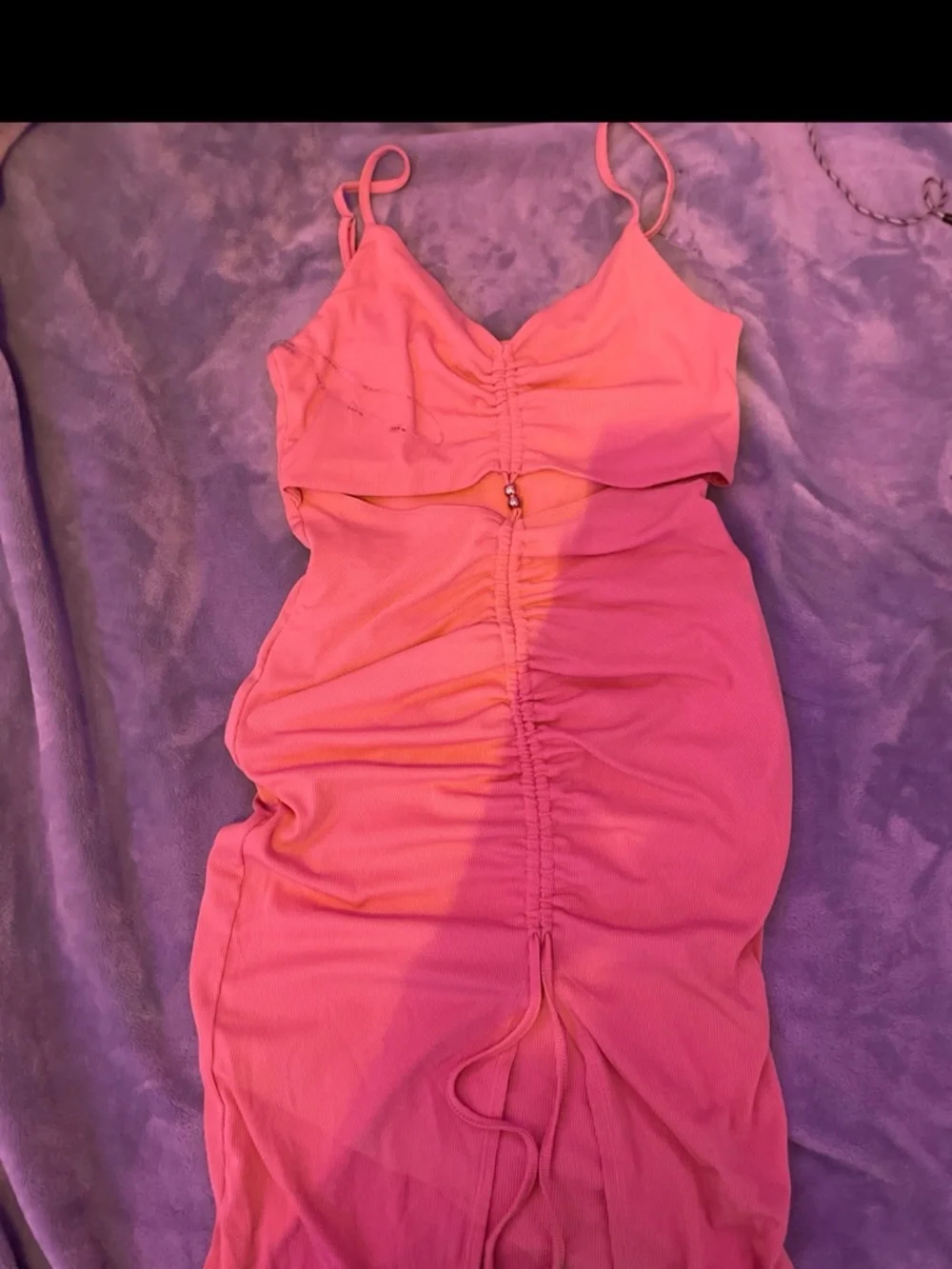 Pink Ruched Cutout Mini Dress - Picture 1 of 4